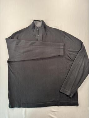Bowen & Wright | Large | Black Quarter Button Sweater Men's